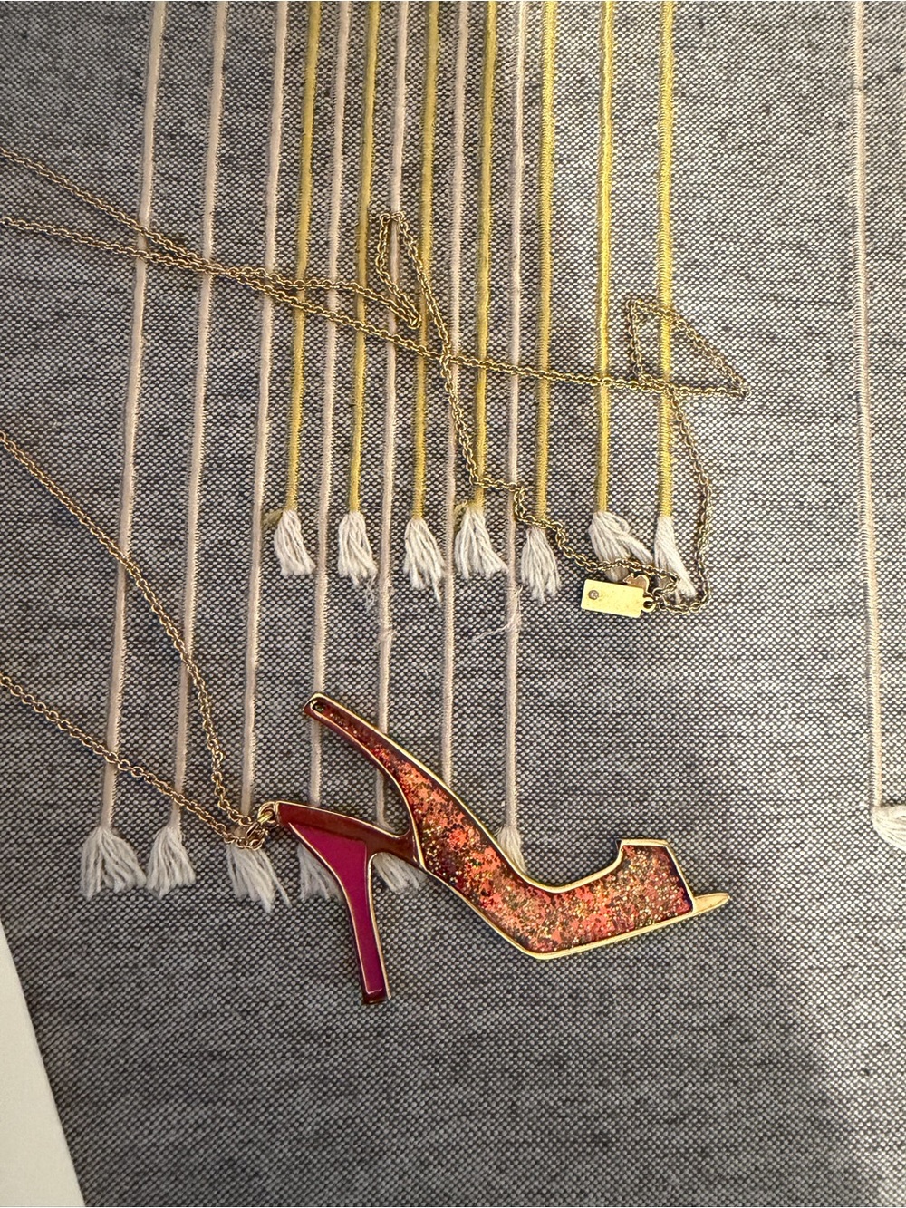 Kate Spade Long Gold-Tone Pink & Multicolor High Heel Pendant Necklace